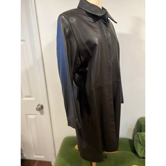 Bettina Rizzi Buenos Aires Brown Soft Long Leather Minimalist Jacket size S/M - Picture 11 of 15